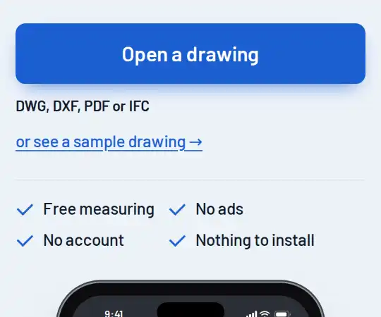 The Open a drawing button on the front page.